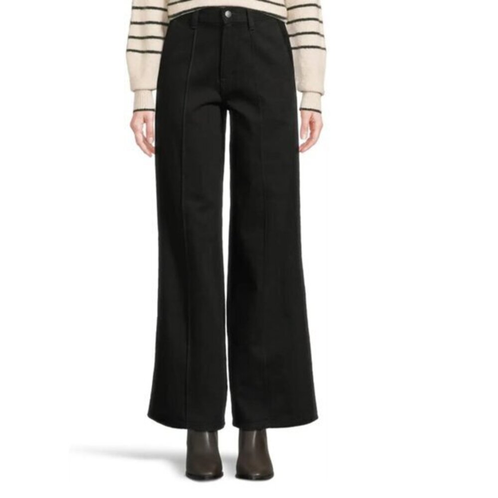 Madewell NWT High Waist Superwide Leg Trouser Jeans In Black Rinse Waist Size 27